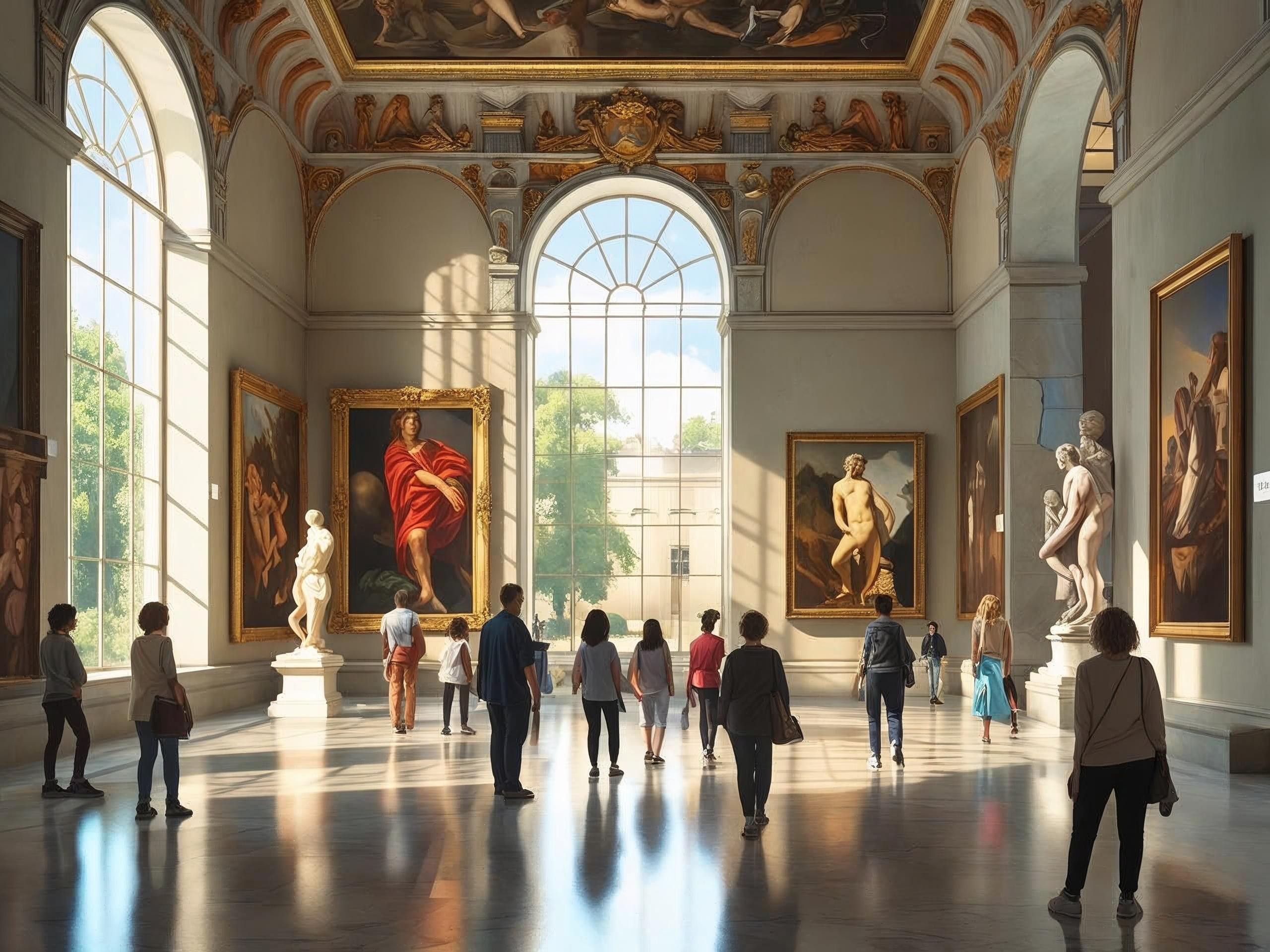 exploring an art museum